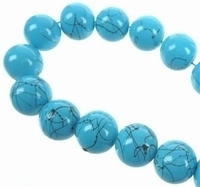 10 x Glaskraal rond edelsteen look Blauw 12 mm