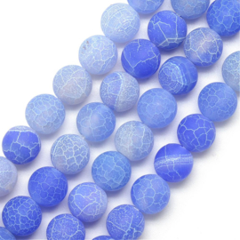 10 x edelsteen kraal frosted gestreepte agaat royal blue 4mm gat 1mm