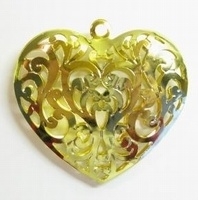 Per stuk Metalen hanger goudkleurig filigraan hart 55 mm