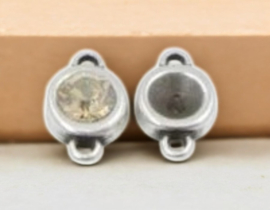 1 x  DQ metaal hanger voor Swarovski 1028 (SS24 c.a. 5mm) puntsteen 2 oogjes antique zilver kleur  ca.19,3 x 12 mm oogje 2,3 mm (Nikkelvrij)