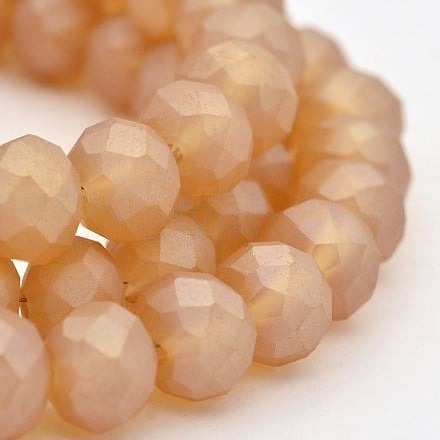 1 x Streng met ca. 72 stuks glaskralen facet rondelle briolette kristal – 8 x 5mm , gat 1mm – Pearl luster Sandy Brown