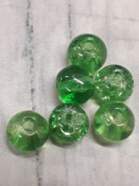 20 stuks Glaskraal rond transparant Groen  4 mm gat 1mm