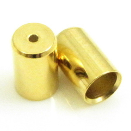 1 x DQ metaal eindkap 3 x 5 mm 2 mm gat 1,3 mm rijggat Goudkleur  (Nikkelvrij)