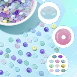 20 x Imitatie jade glaskralen rondelle 6-6,5 x 3,5 mm – gat 1,2-1,4 mm – Mixed Color
