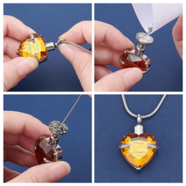Gedenk hanger mini urn Always On My Mind, Forever In My Heart met RVS kettng incl. vulsetje Blauw