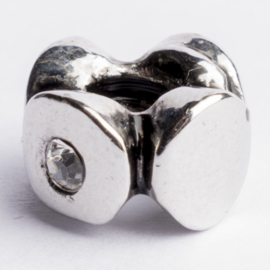 Be Charmed kraal zilver met een rhodium laag (nikkelvrij) c.a. 10 x4 mm groot gat: 4.3mm