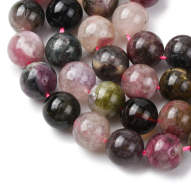 10 x Edelsteen kralen Toermalijn rond 8 mm – gat 1 mm – mix kleuren