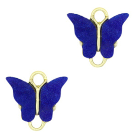 2 x Resin hangers tussenstuk vlinder Gold-dark blue