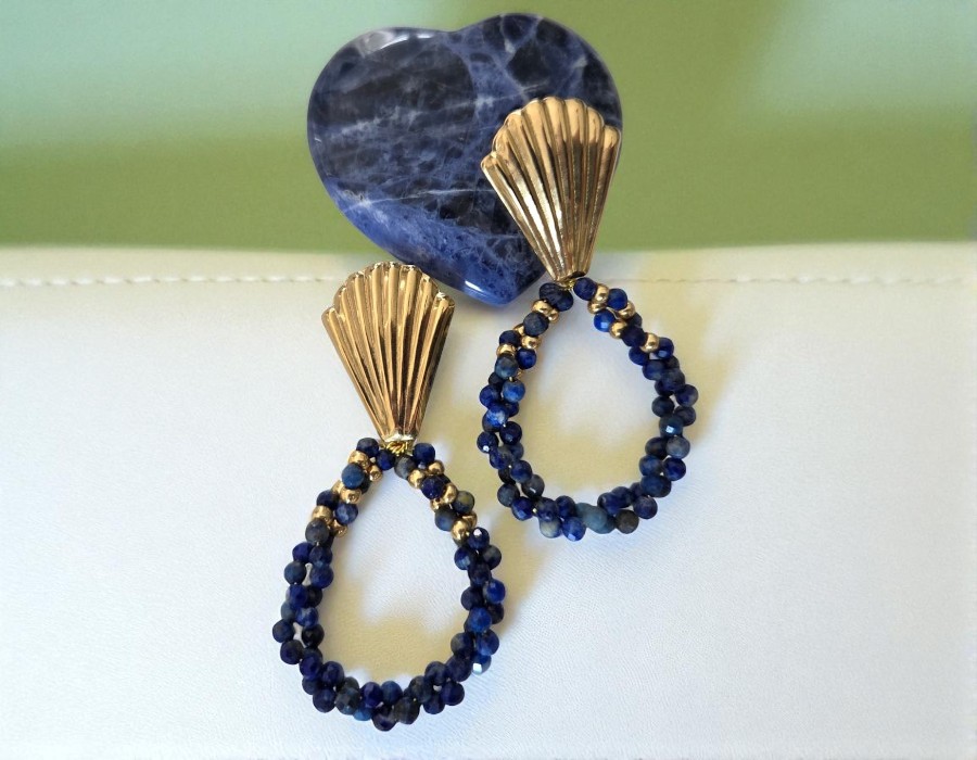 2 x oorbelsteker schelp – ca. 26 x 20,5 mm – oogje: 3 mm – steker: 0,8 mm – 304 roestvrij staal – goudkleur