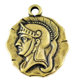 4 x Prachtige Tibetaans zilveren bedel goudkleur  van de Ridder 20 x 24 x 2mm, Oogje 2mm