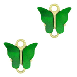 2 x Resin hangers tussenstuk vlinder Gold-dark green