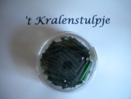 Pracht - glasstiften buisjes met zilverinslag 15mm 17 gram donker groen