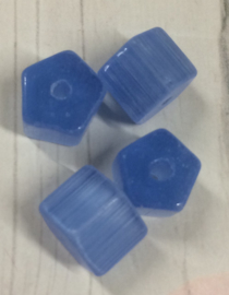 10 x blauwe  glazen  kralen 8x10 mm gat 1 mm