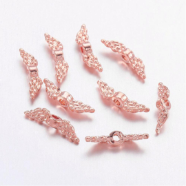 10 x metalen vleugel kralen rose gold 12 x 3 x3mm gat 1,5mm