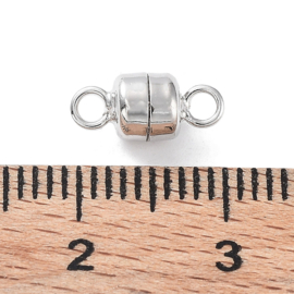 1 x 925 Sterling zilveren magneetsluiting kolom 10,5 x 5 x 5 mm – gat 1,8 mm – platinumkleur – Anti-Tarnish