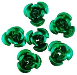 25 x Aluminium roosjes 12 x 7mm gat: 1mm groen