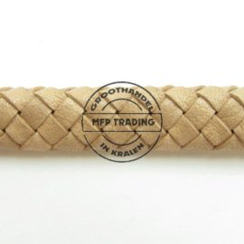 1 x DQ  Leer Ovaal gevlochten 10 x 6 mm  100cm Light brown