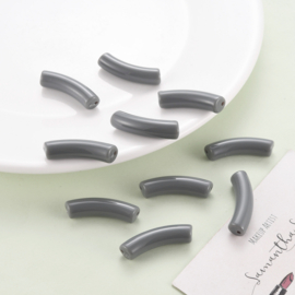 10 x Acryl kralen tube opaque Gray ca. 32x8mm (gat Ø1.8mm)