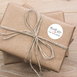 1 rol 500 stickers Wensetiket zegel rond 25mm Thank You For Your Order