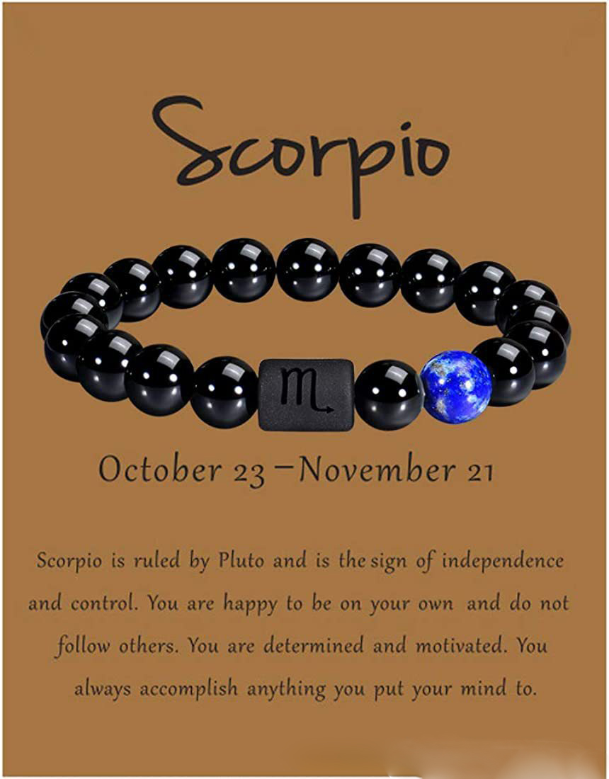 Schorpioen | Scorpio | 23 oktober – 22 november | elastisch armbandje van lapis lazuli en zwarte agaat – ca. 0,8 x 6 cm