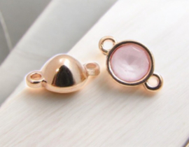 1 x  DQ metaal  Hanger SS29 (6mm) puntsteen 2 oogjes ca. 13 x 8 mm oogje 1,5 mm Rose goud (Nikkelvrij)