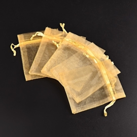 c.a. 100 stuks organza zakjes 8 x10cm goud geel