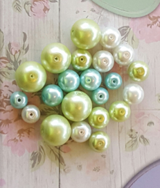 15 x glasparelmix 8 t/m 12mm blauw groen wit