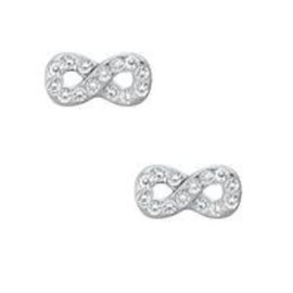 2 x Floating Charms Infinity Zilver strass  9x4 mm