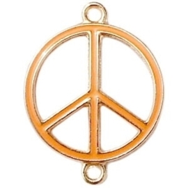 2 x Bedel goud 2 ogen peace Oranje ca. 29 x 22 mm