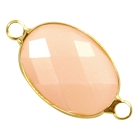 Crystal glas tussenstukken ovaal 13x18mm Peach opal-gold (Nikkelvrij)