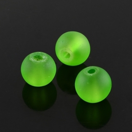 10 x mat frosted glaskralen 10mm gat: 1,5mm Lime Green