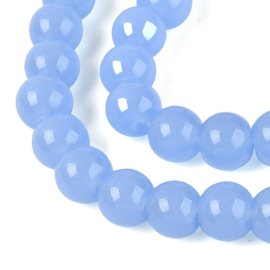 30 x Imitatie jade glaskralen rond 6-6,5 mm – gat 1,4 mm – Cornflower Blue