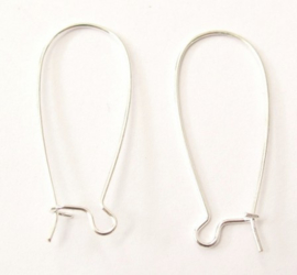 2 x verzilverde oorbellen haakjes 33x 14mm x 0,7~0,8mm dik (Nikkelvrij)
