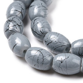 10  x  glaskralen drip-art ovaal 8 x 6~6,5mm, gat: 1mm Dark Gray