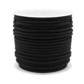 1 meter gekleurd elastisch draad van rubber voorzien van een laagje stof 1,5mm Black