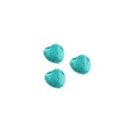 10x Kinderkralen acryl facet hart turquoise 12.5 mm
