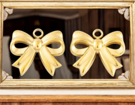 1 x Ion Plating (IP) RVS 304 strikje bedel Real 18k Gold Plated, 13,5 x 15 x 3mm oogje 1,8 mm