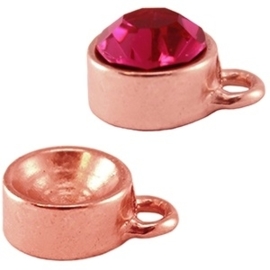 1 x B. Houder Puntsteen Settings DQ één oog Rose Gold ca.15 x 10 mm (voor puntsteen SS39 c.a. 7-8mm) (Nikkelvrij)