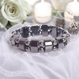 Hematiet armband met elastiek