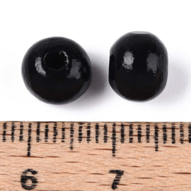 20 x Houten kralen rond 8 x 7 mm – gat 2 mm – Black