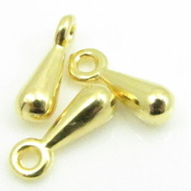 1 x DQ metaal  Hanger Pegeltje 10 x 4 mm oogje 1 mm Goud kleur (Nikkelvrij)