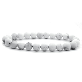 Armband met elastiek met matte Howlite kralen 8mm