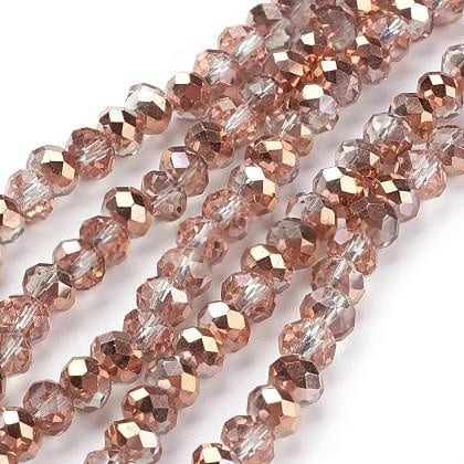 1 x Streng Glaskralen Facet Rondelle Briolette 6x4mm – Clear AB Plated – ca. 90~95 stuks – gat 1 mm
