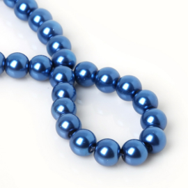 30 x Glasparel blauw 8mm gat: 1mm