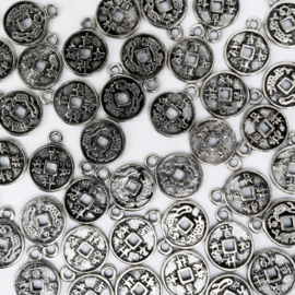 10 x Tibetaans zilveren chinese munt 12 mm