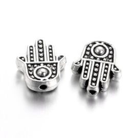 6 x Tibetaans zilveren Hamsa Hand van Fatima kraal frame 15,5 x 13 x 3mm gat: 5mm