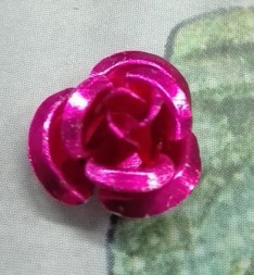 15 x  roosje roze 10mm Gat: 1mm