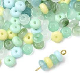 20 x Imitatie jade glaskralen rondelle 6-6,5 x 3,5 mm – gat 1,2-1,4 mm – Mixed Color