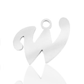 Roestvrij stalen (RVS) Stainless steel bedels initial W