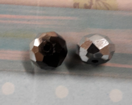10 x  brioltte facetkralen zilver-zwart met olie glans (AB) 8 x6 mm Gat 1mm